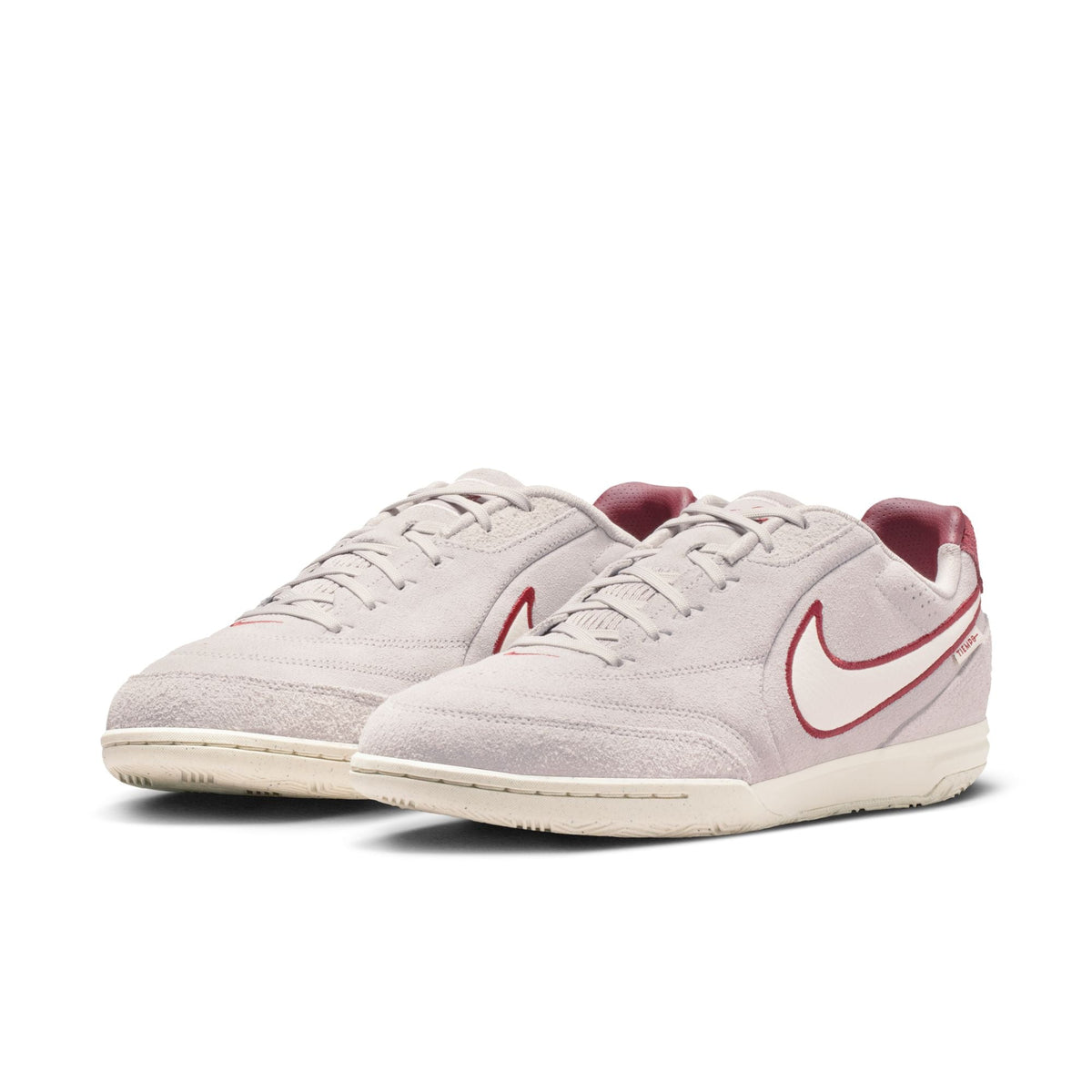 Nike Tiempo Streetgato PRM IN Indoor/Court Low-Top Soccer Shoes- Moon Particle/Chalk/Team Red