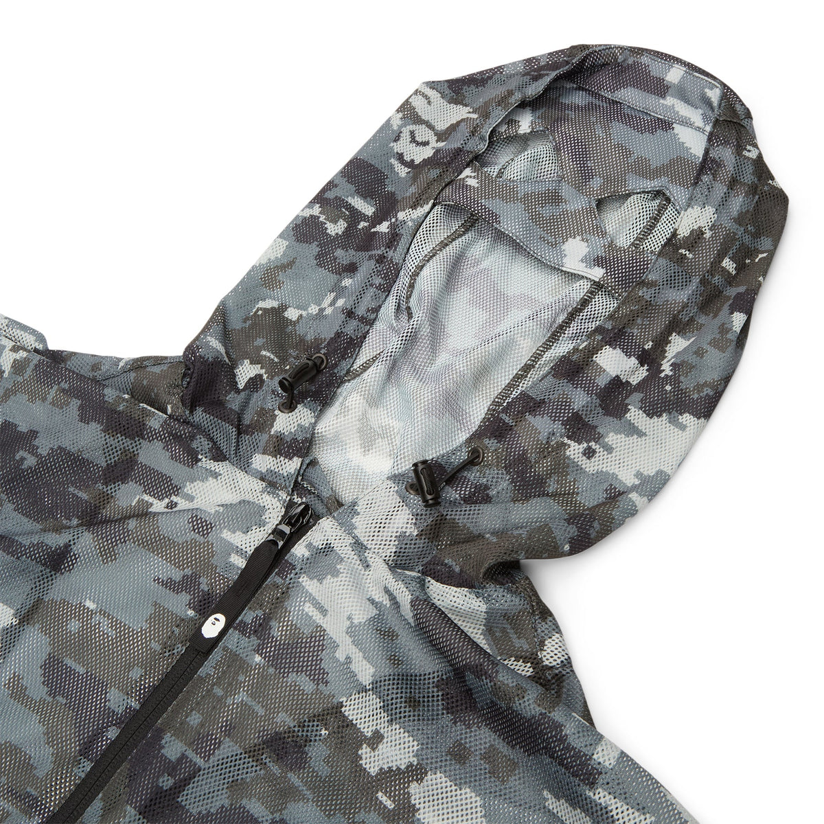 A Bathing Ape Multi Pixel Camo Mesh Hoodie Jacket M (Black)